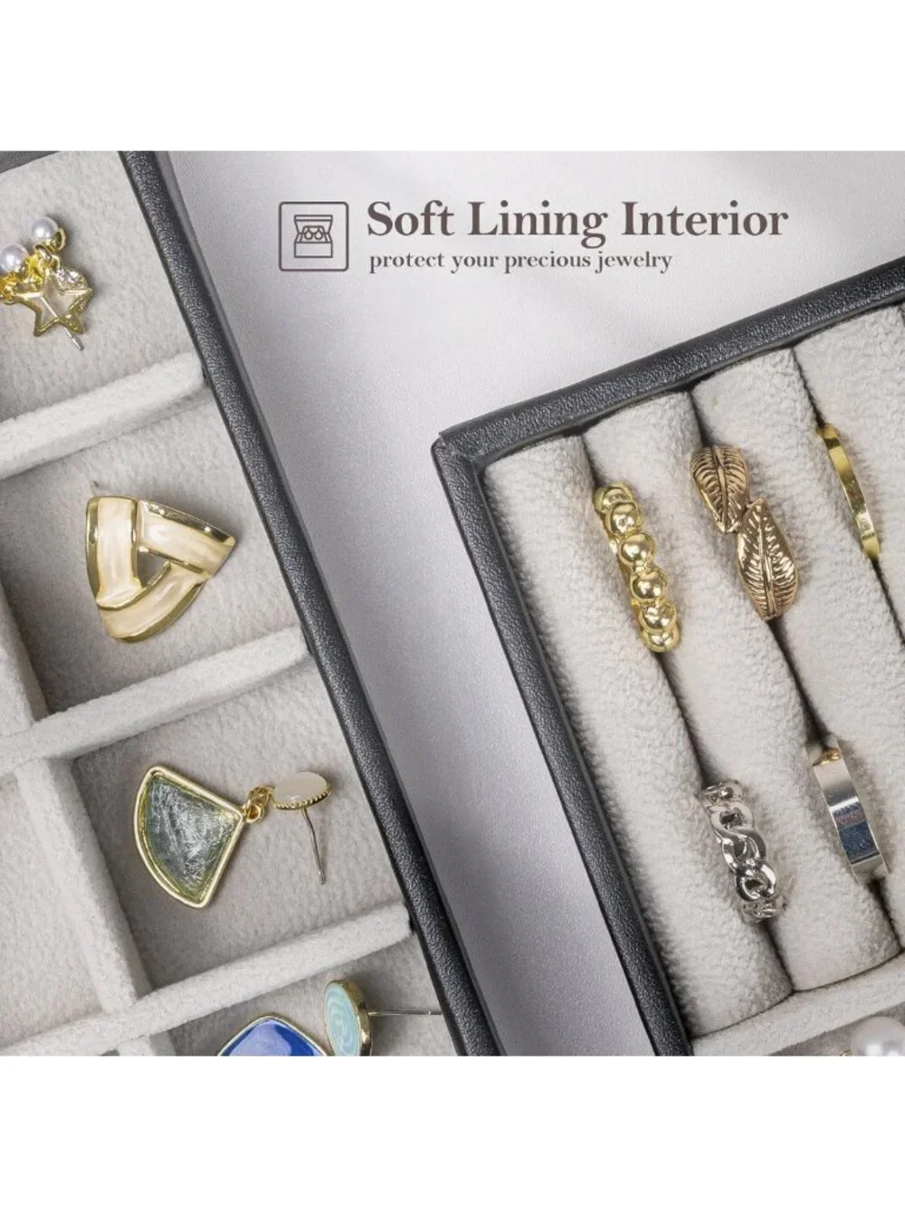 Stackable Jewelry Organizer Trays for Drawers - 4 Layer Storage with Removable